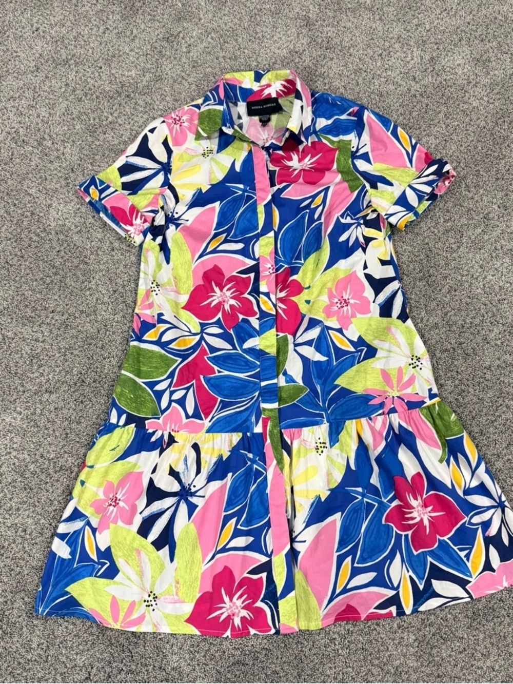 Donna Morgan Floral Poplin Cotton A Line Shirt Dress Multicolor Women’s US 6